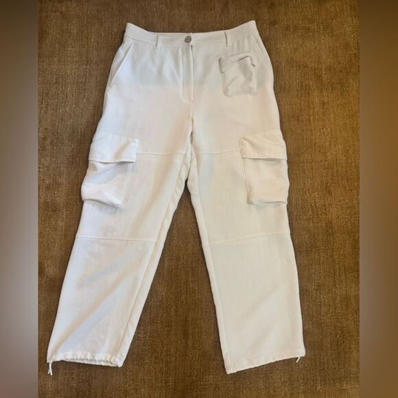 ARITZIA Wilfred Project Cargo Pants in cream size 12 - Picture 6 of 10